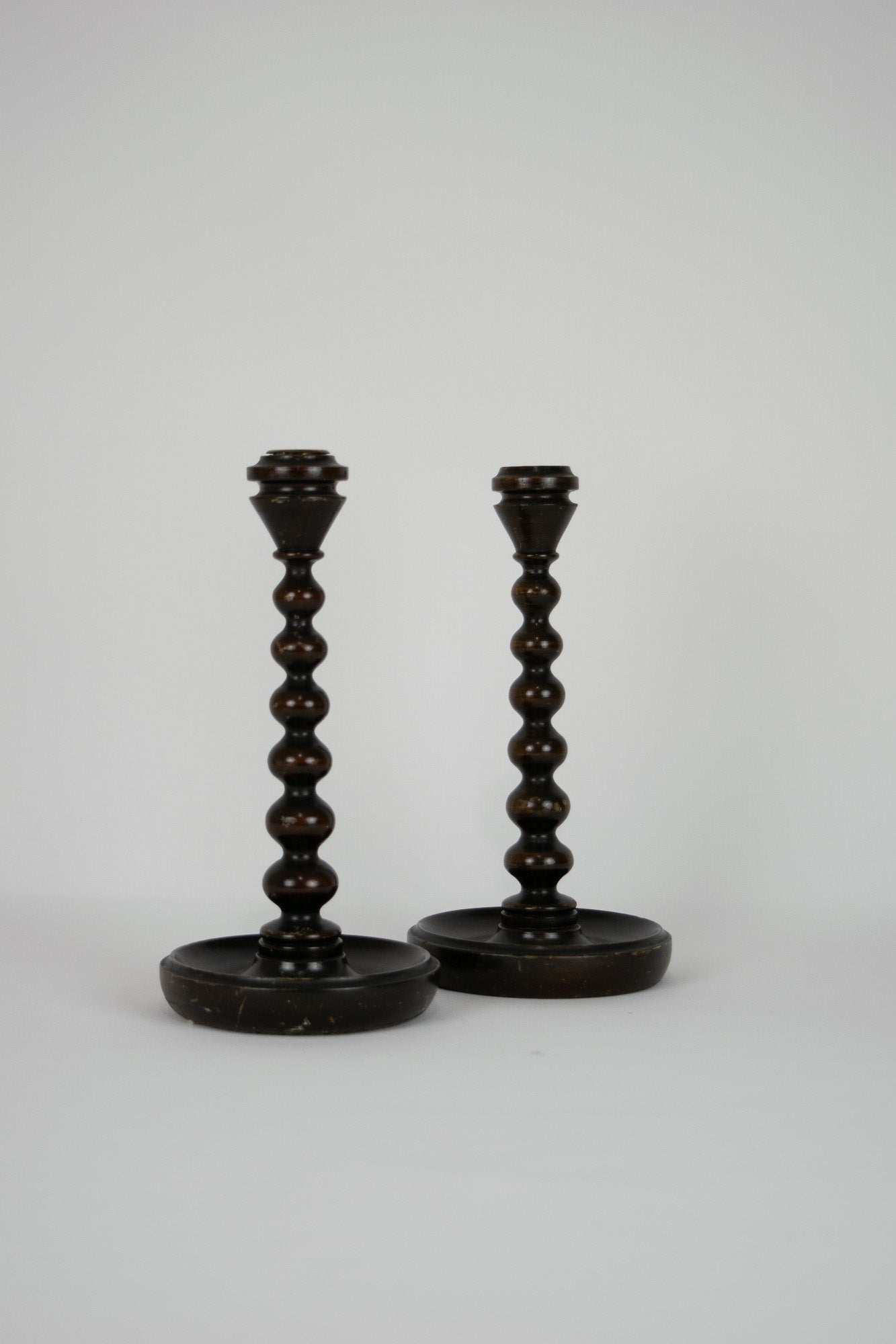 Turned Wood Candlestick Holders